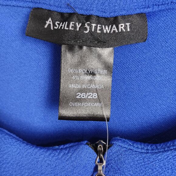 NWT ASHLEY STEWART Womens Plus 26/28 Royal Blue Midi Dress‎ Short Sleeve Zip - Picture 7 of 8